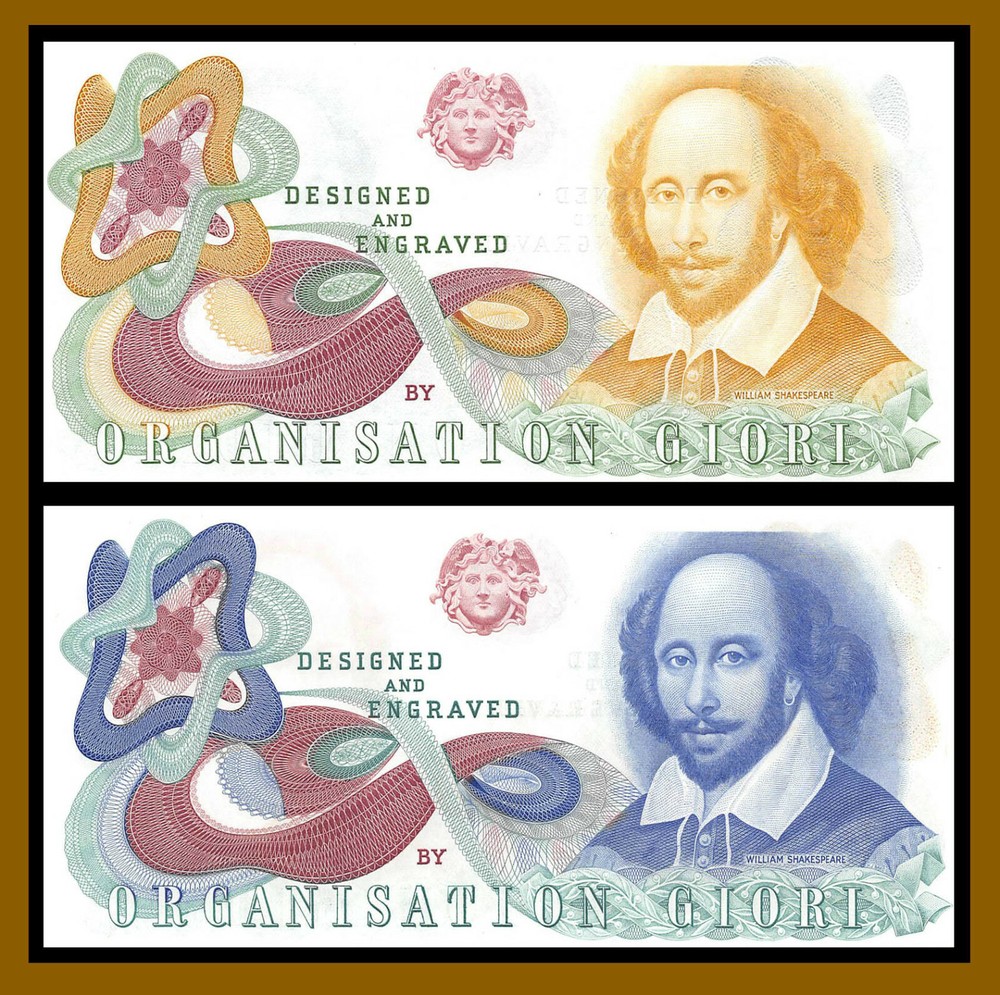 Giori & De La Rue, Test Note (Type #1) William Shakespeare Unc
