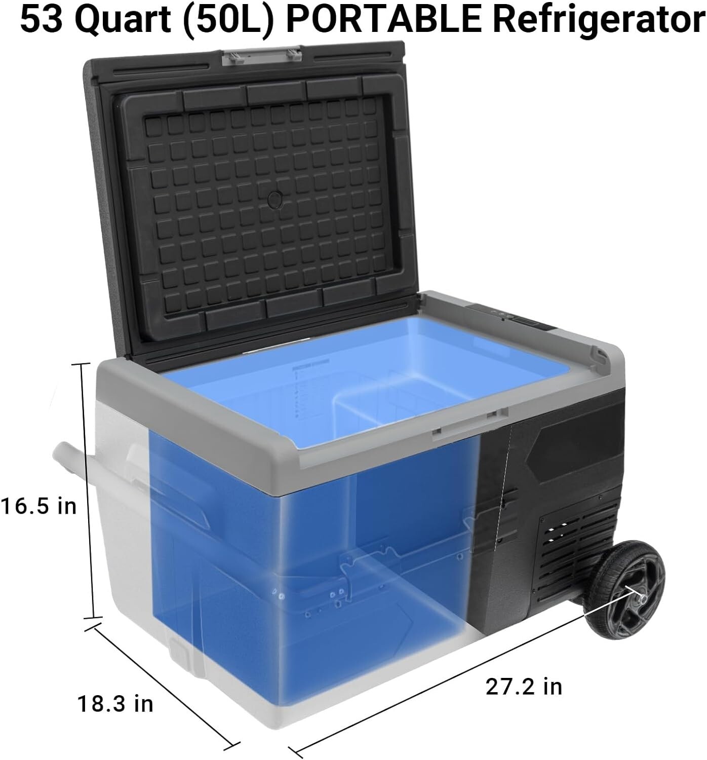 53QT/50L Truck Car RV Fridge/Freezer DC 12V/24V Compressor Camping Refrigerator