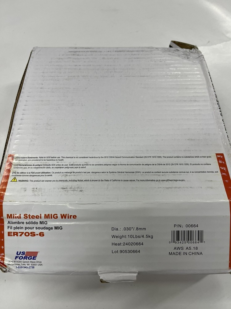 US Forge Welding Solid Mild Steel MIG Wire .030 10-Pound Spool #00664