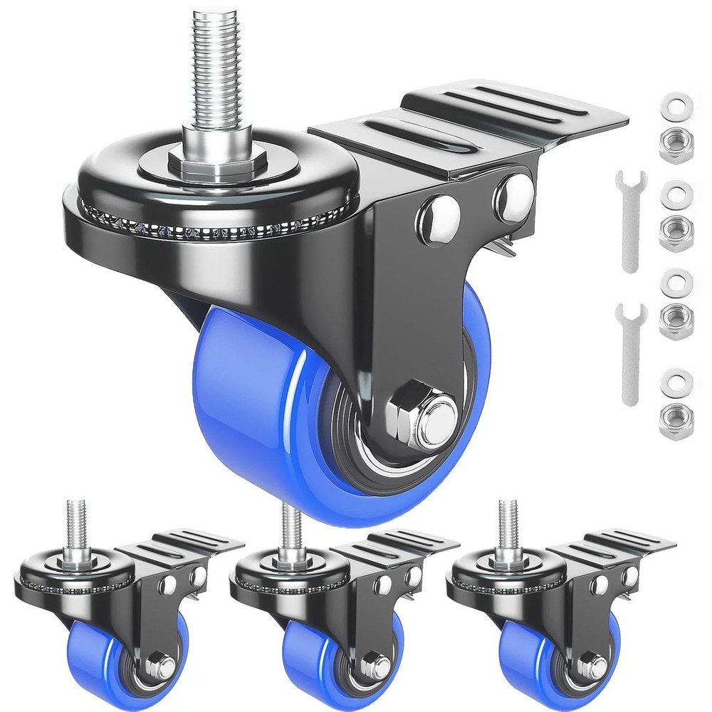 Stem Caster Wheels 2 inch Heavy Duty, Swivel Threaded Mount Casters Set...