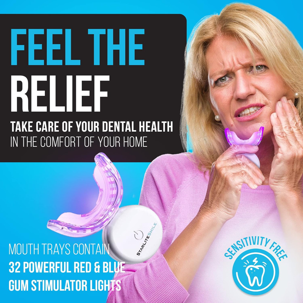 LED Red Blue Teeth Whitening Light Gum Support Device