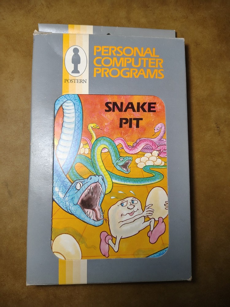 VIC-20 C64 Postern Snake Pit Cassette - Rare & Working Box Artwork