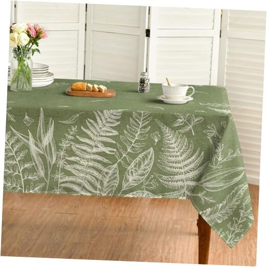Spring Tablecloth 60×84 Inch Rectangular Plants 60" x 84" (Rectangular) Green