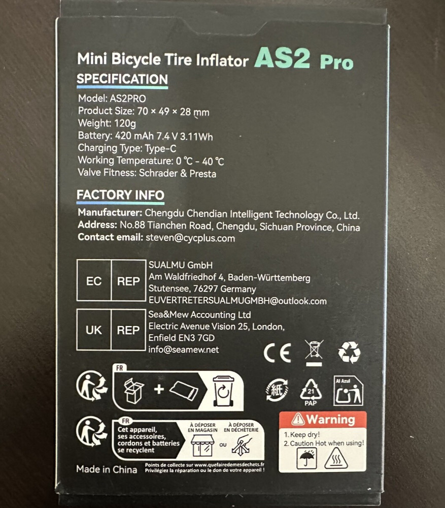 Cycplus mini bicycle tire inflator