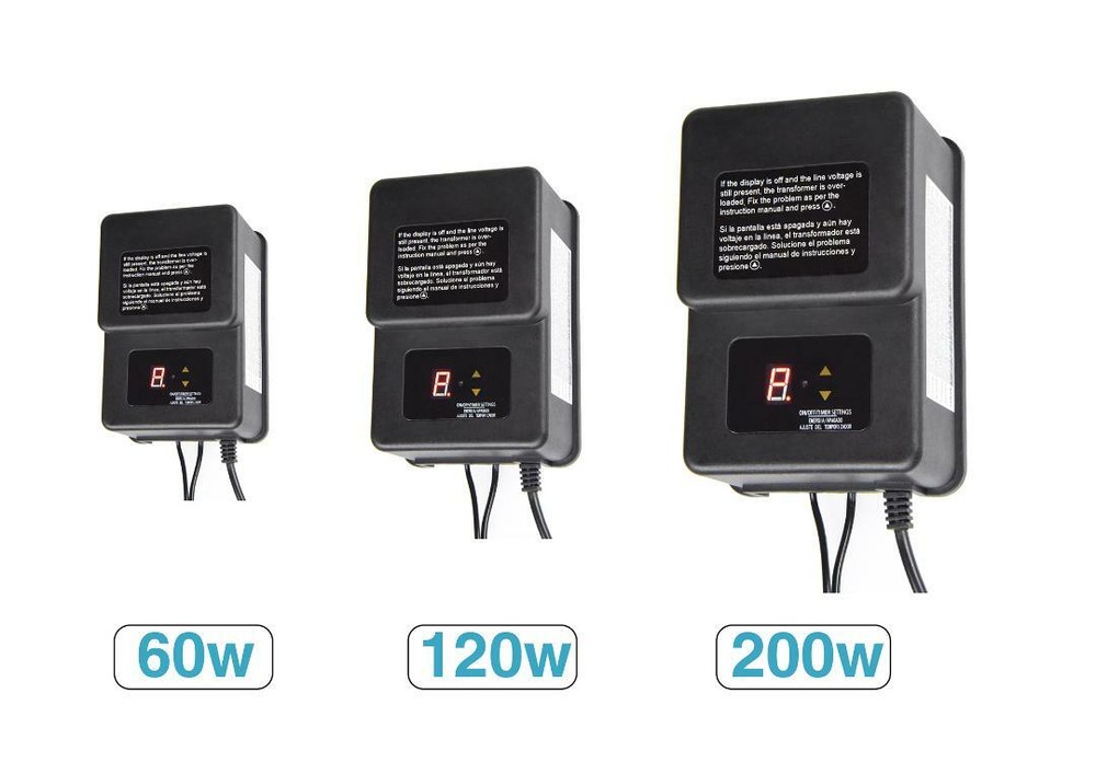 KHAN TECH Low-Voltage Landscape Lighting Transformer 200w, 12VAC - Timer&Sensor