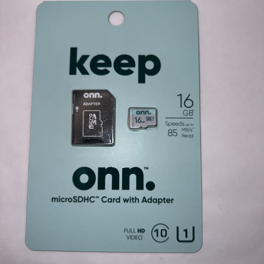 ONN. 16GB Class 10 U1 MicroSDHC Flash Memory Card with Adapter