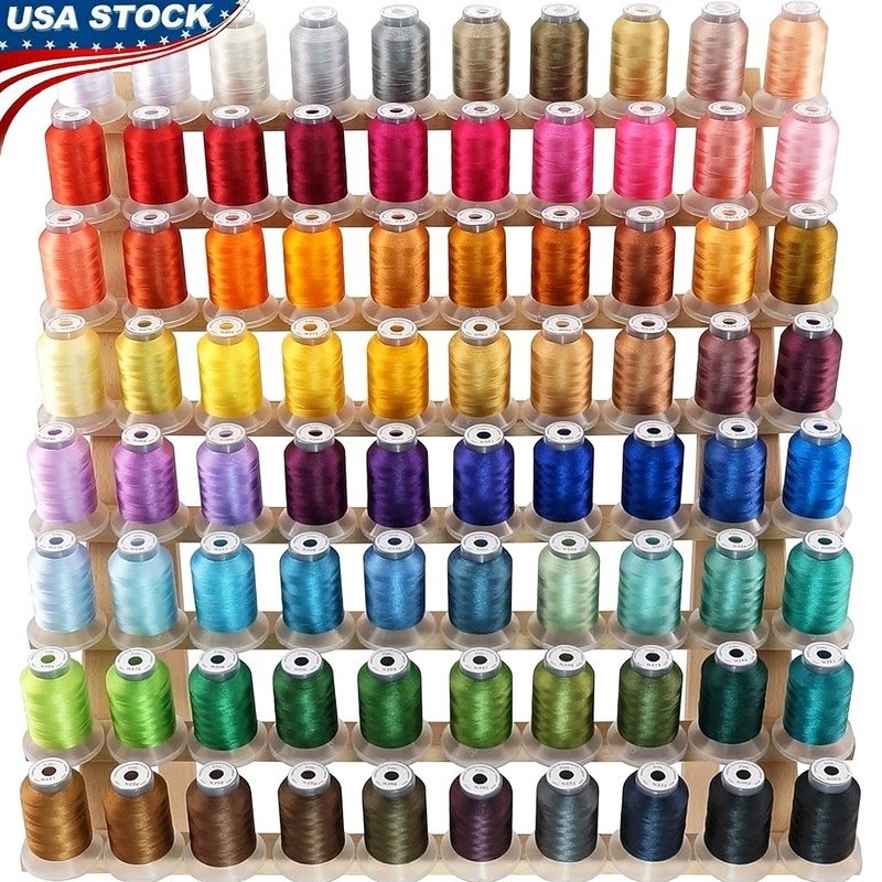 78 Assorted Polyester Embroidery Thread Spools 40WT 500M Strong Color Fastness