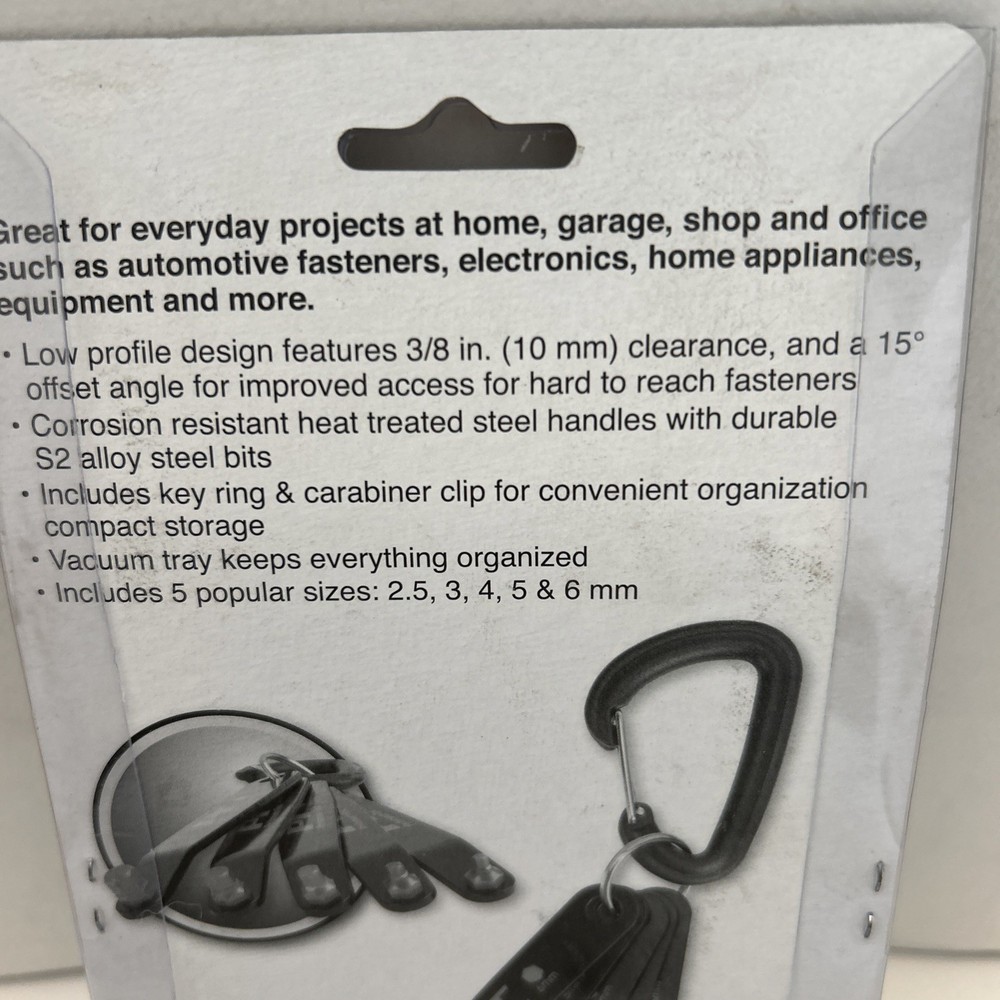 Performance Tool 5-Pc Offset Hex Key Set W86109 Low Profile, Metric