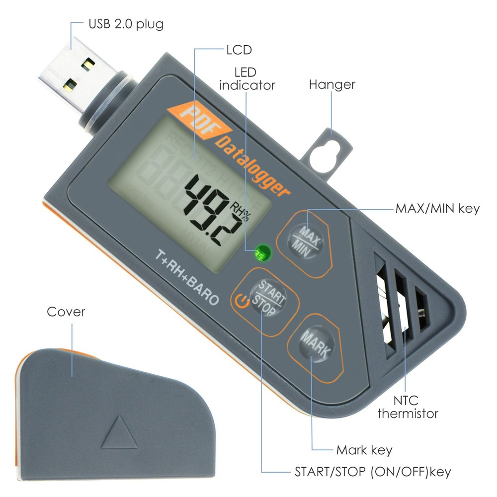 USB Temperature Logger Humidity Data Logger Barometric Pressure Recorder Generat