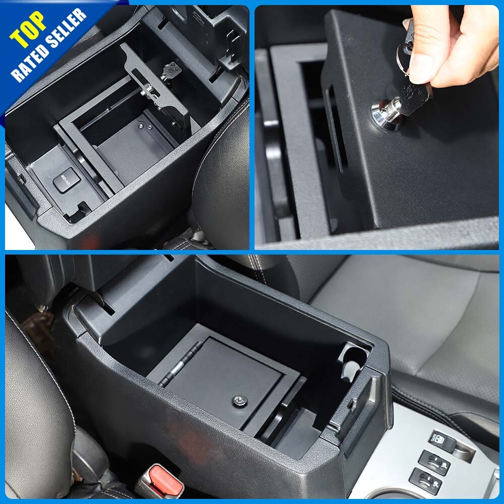 Metal Console Safe Box Key Lock Replace Armrest Storage Tray for 4Runner 2010-23