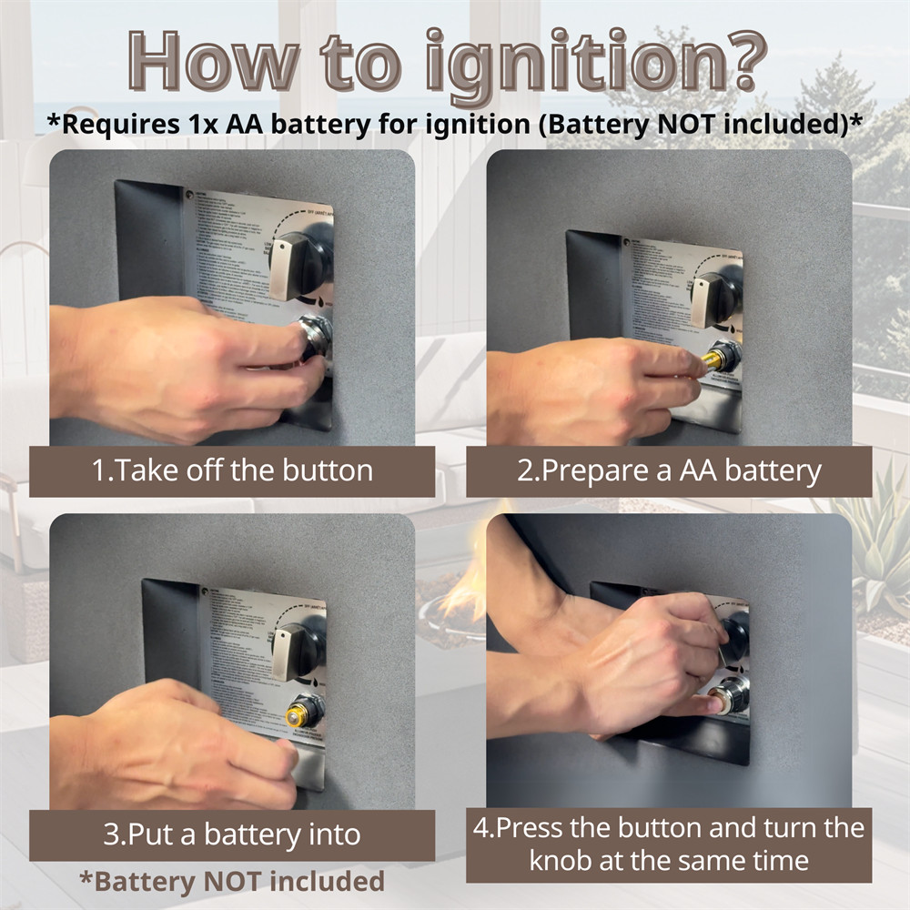 Outdoor Rectangle Propane Fire Pit Table 60inch 60000 BTU Concrete Fire Table