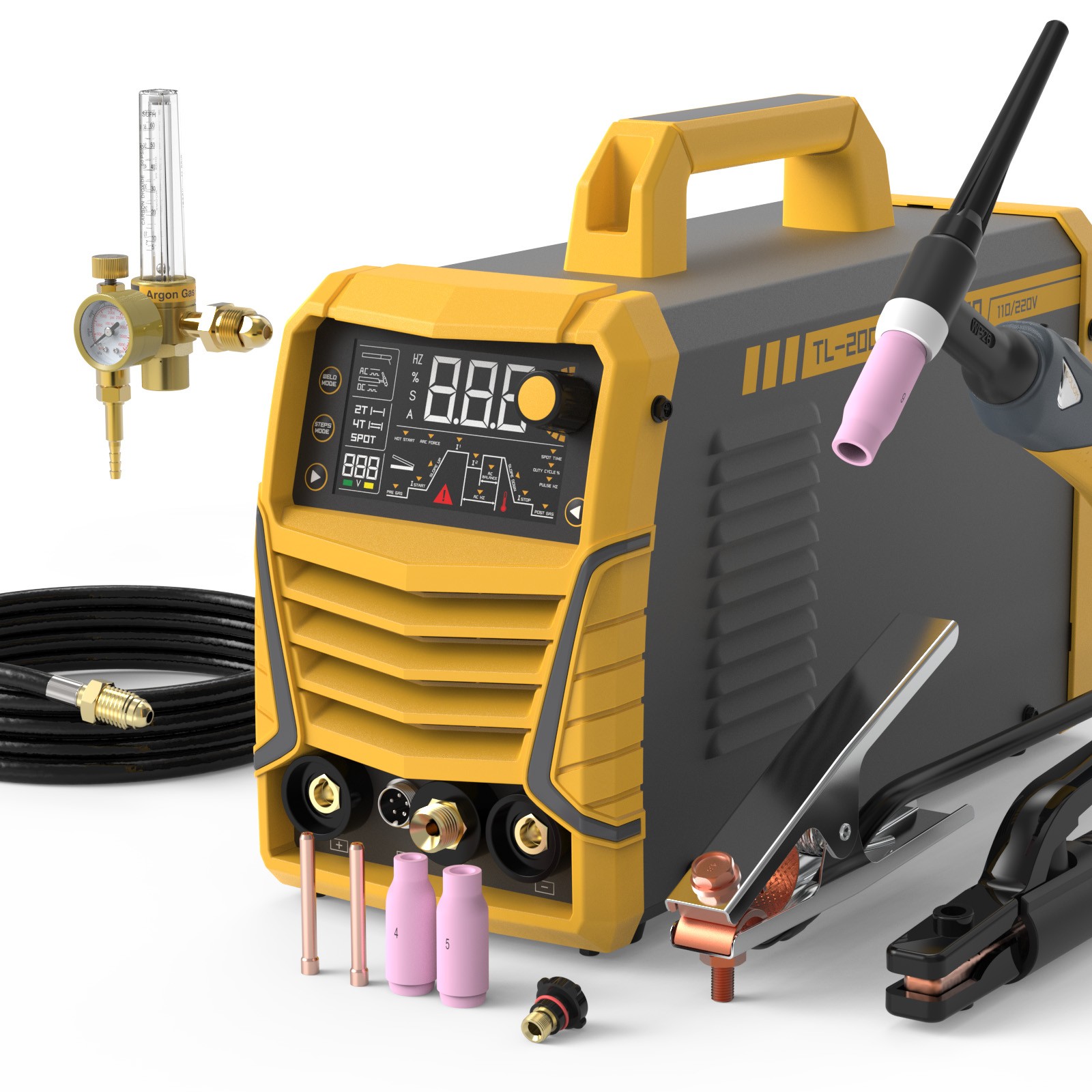 200A AC/DC TIG Welder with Pulse Aluminum Welding Kits with IGBT Inverter.