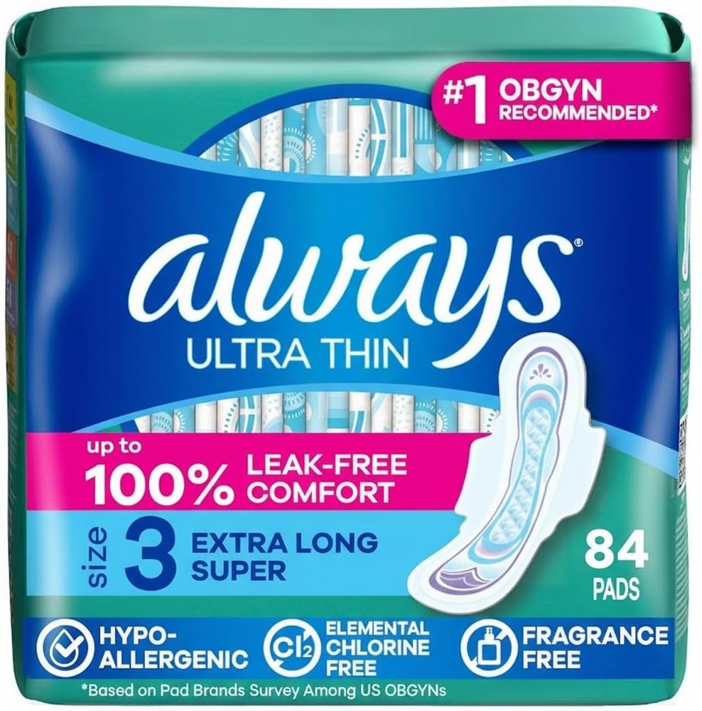 Ultra Thin Pads with Wings Size 3 Extra Long Super 84 Count