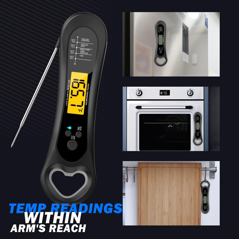 Meat Thermometer Digital, Instant Read for Grill and Black