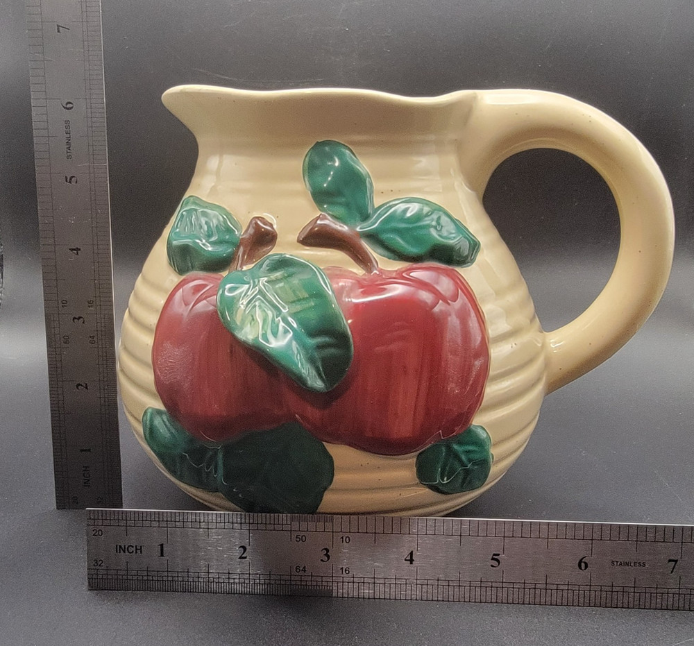 Stoneware Pitcher With Handle Beige 3D Apple Design