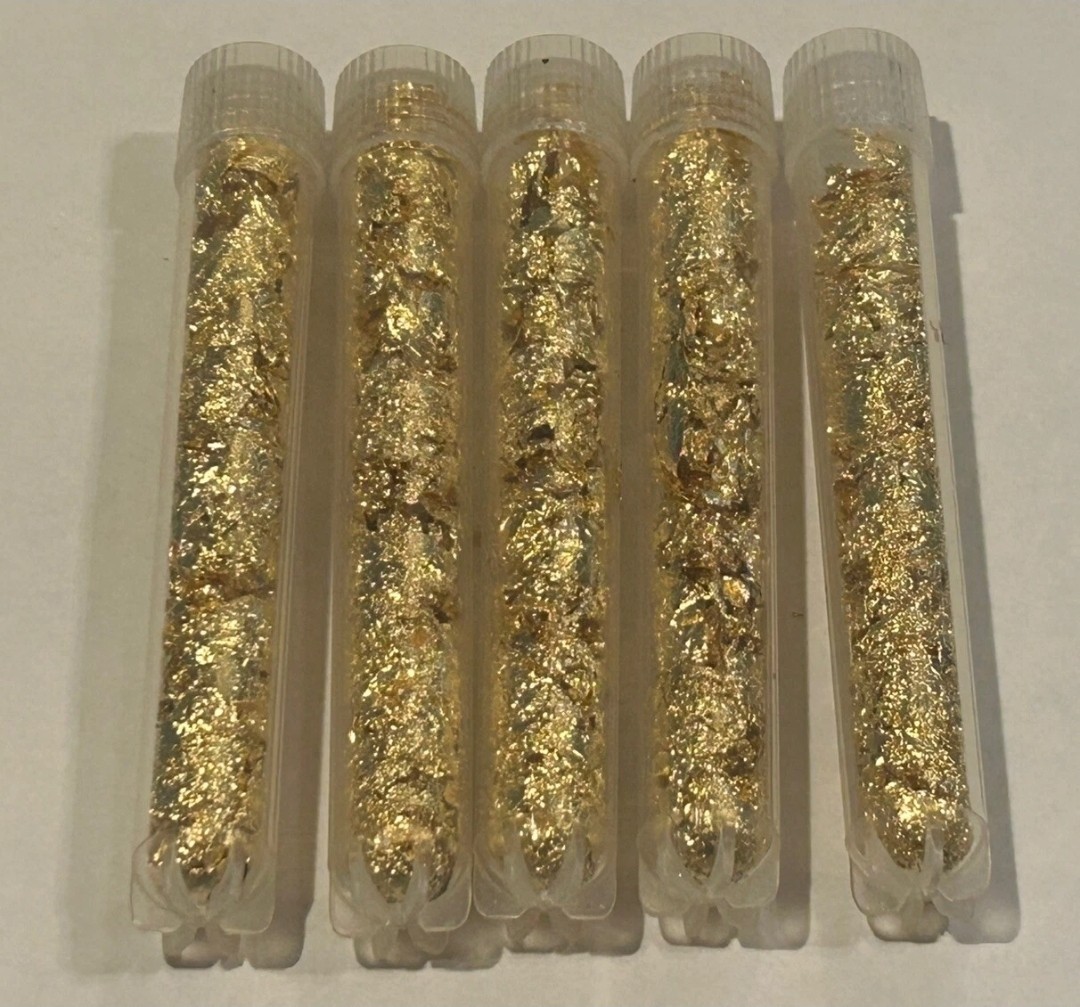 Large Vial of 24K Gold Flake Gold Leaf Foil Flakes