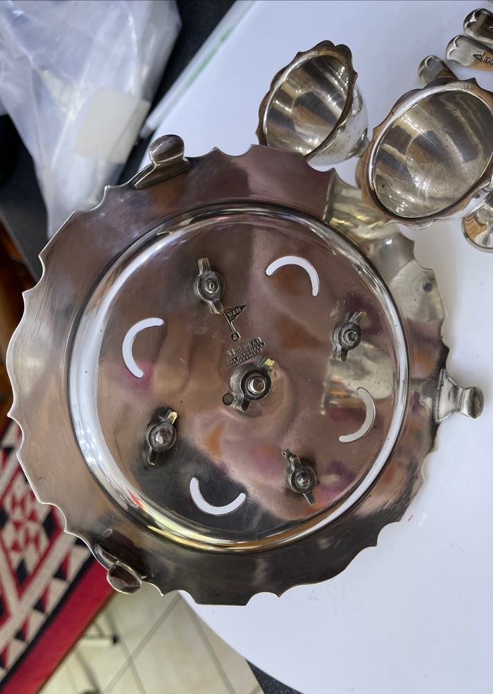 Walker & Hall Silver Plate Breakfast Egg Cup Set - Complete 9 Piece Set