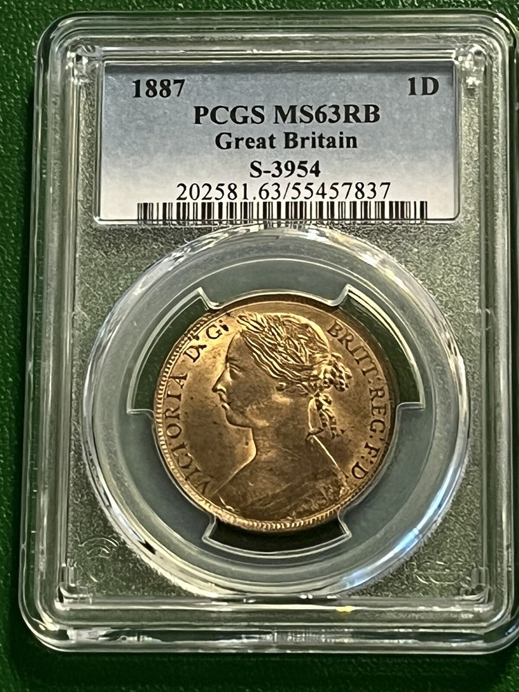 1887 Penny MS 63 RB! PCGS