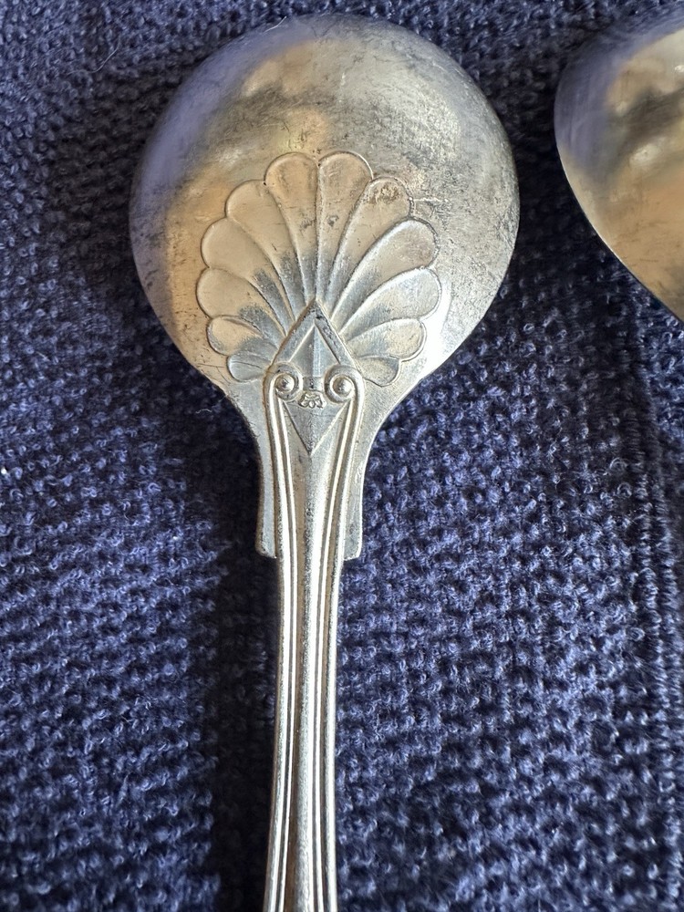 VTG Silver Plate Kings Pattern US Navy Dining 2 Serving Spoons Knife Teaspoon