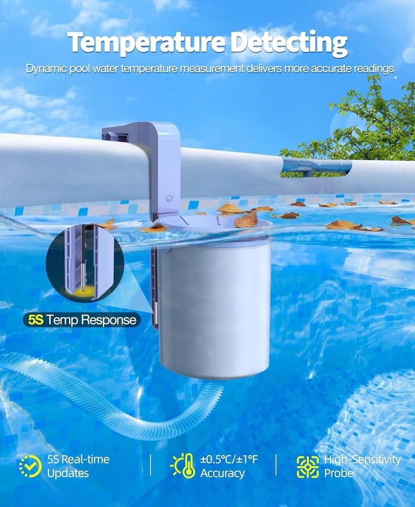 Elegant Above Ground Pool Skimmer with Solar Thermometer - Adjustable Bracket