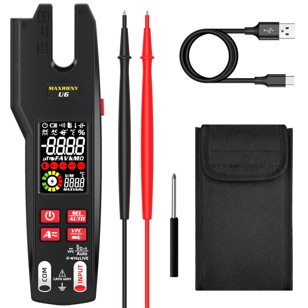 Open Jaw Clamp Meter 600A DC AC Current Smart Digital Electrical Multimeter Test