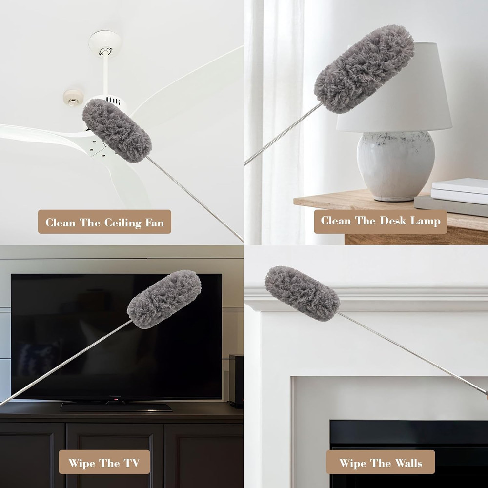 Microfiber Feather Duster Extendable Duster with 14"-33" Extra Stainless Steel P