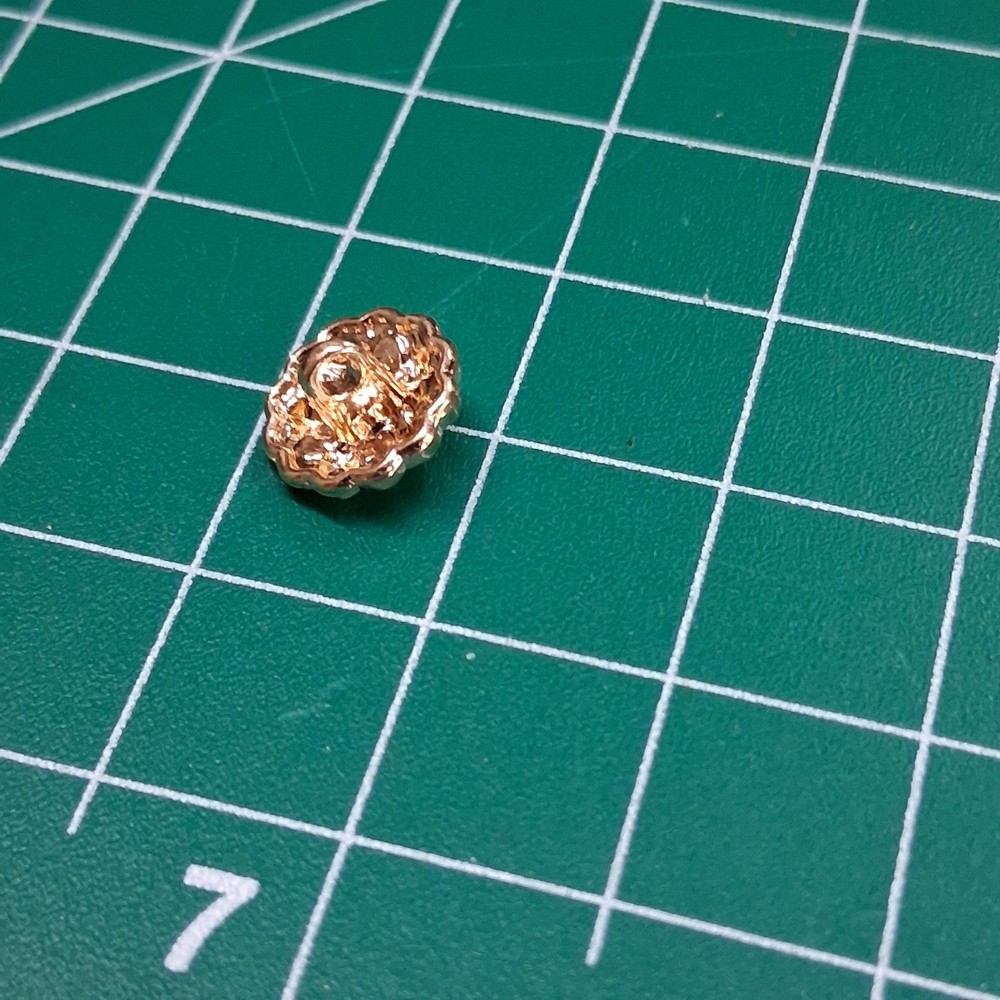 Round Solitaire CZ Scroll Rosette Design Gold Tone Metal Accent Button