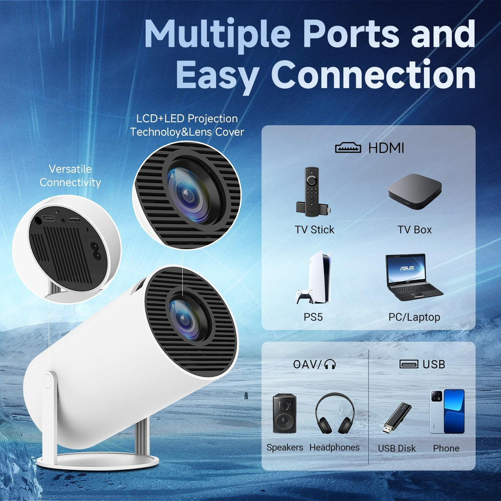 Mini Projector with Wifi & Bluetooth, 2025 Upgraded Portable Projector , 1080P