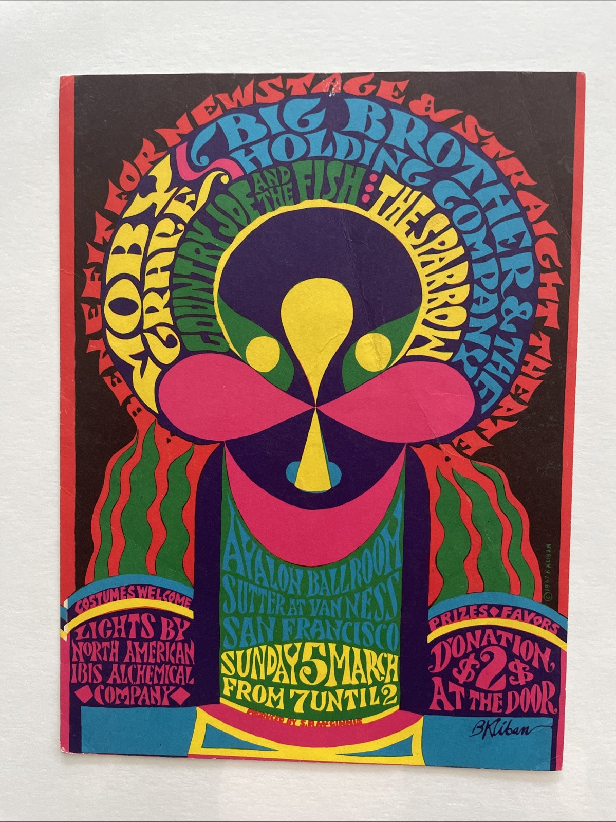 1967 Big Brother & Holding Co, Country Joe & The Fish, STRAIGHT THEATRE Handbill