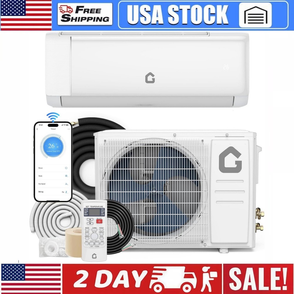 ✅9000BTU Ductless Mini Split Systems Air Conditioner Heating & Cooling SEER2 18.
