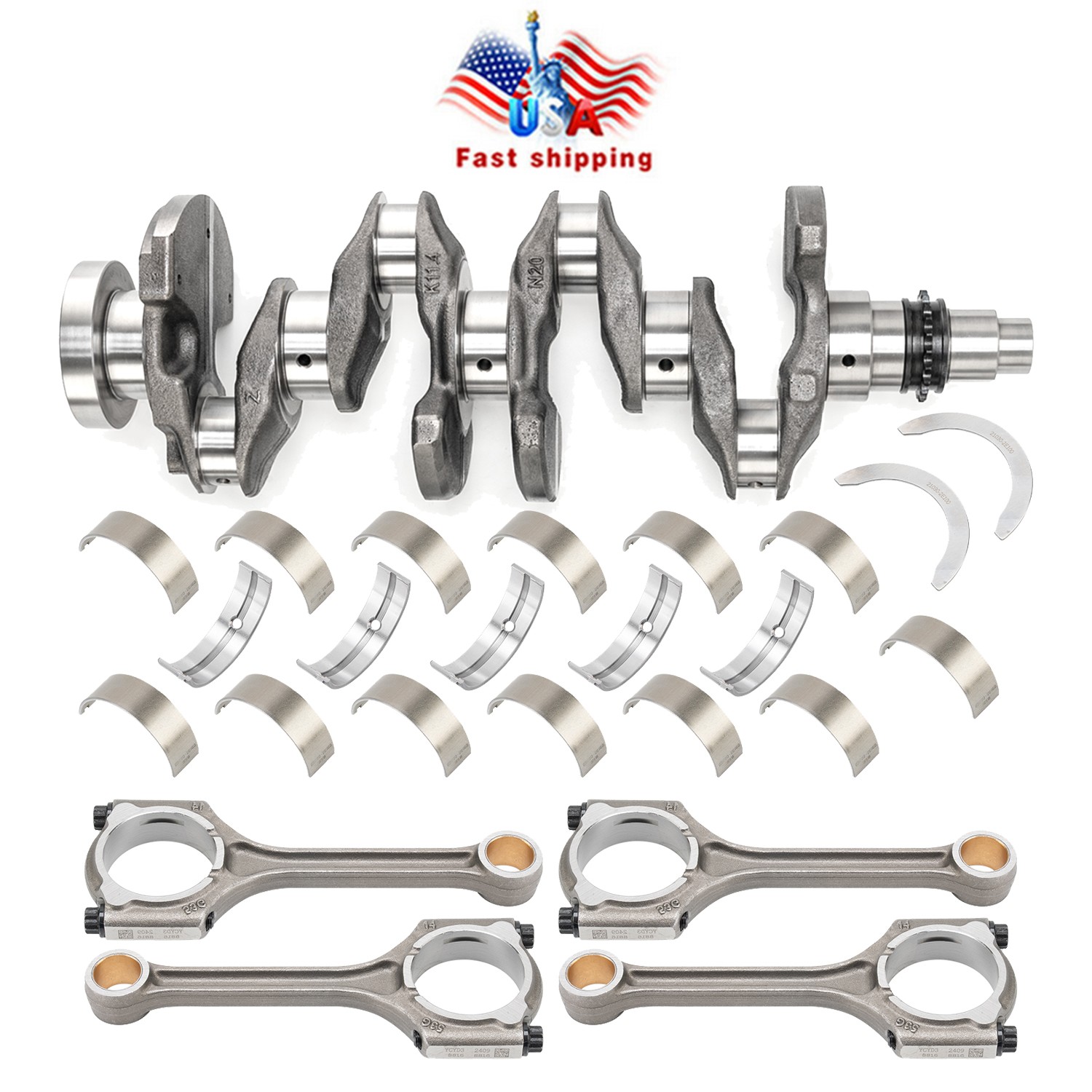 Crankshaft Con Rods & Bearing Set For Hyundai Elantra Tucson KIA Soul Forte 2.0L