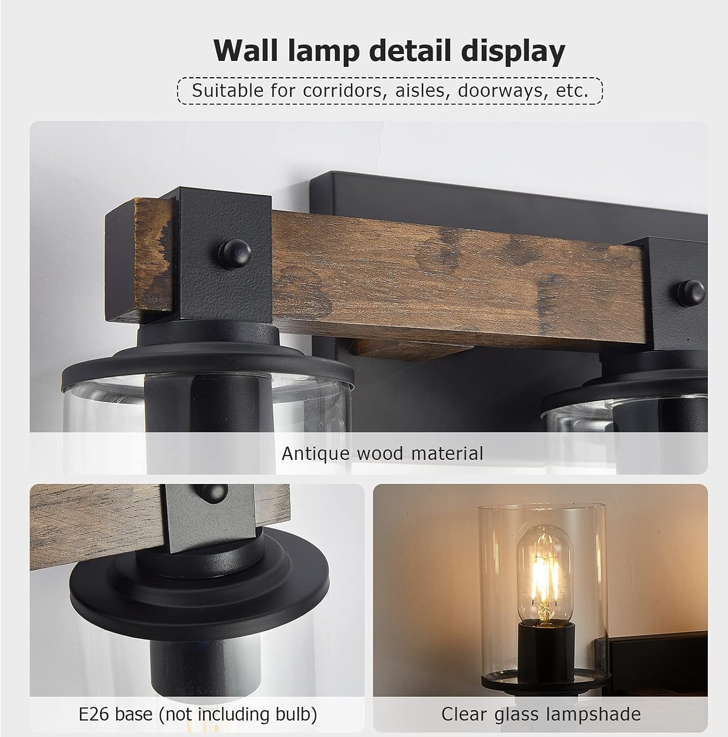 Vanity Lights for Bathroom Farmhouse Bathroom Light Fixtures 3/4/5-Light Black