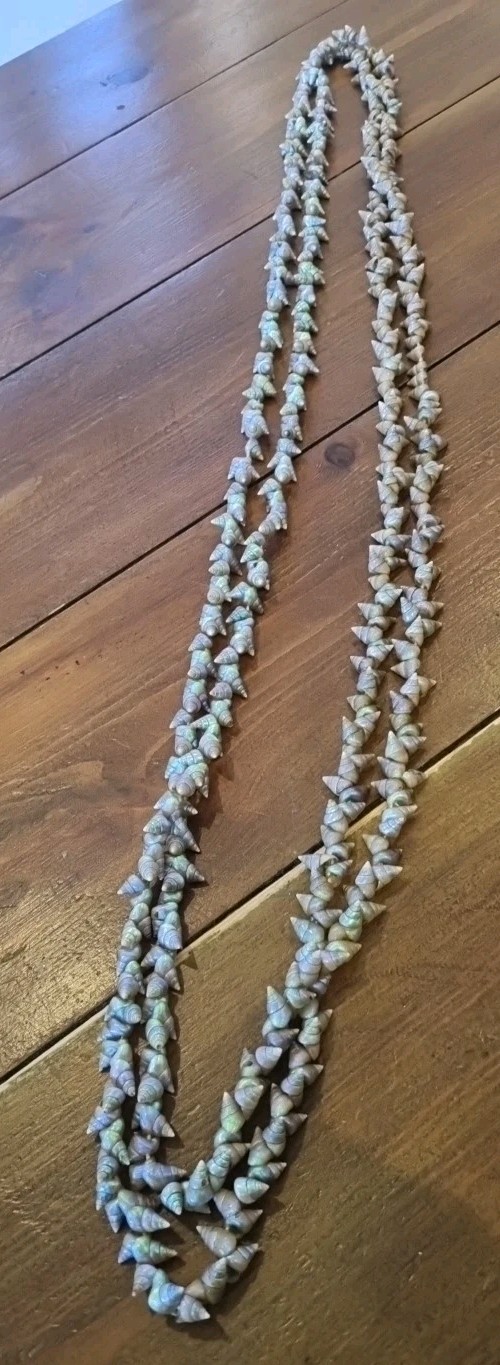SUPERB VINTAGE TASMANIAN ABORIGINAL MAIREENER SHELL NECKLACE LONG 123cms 1930s