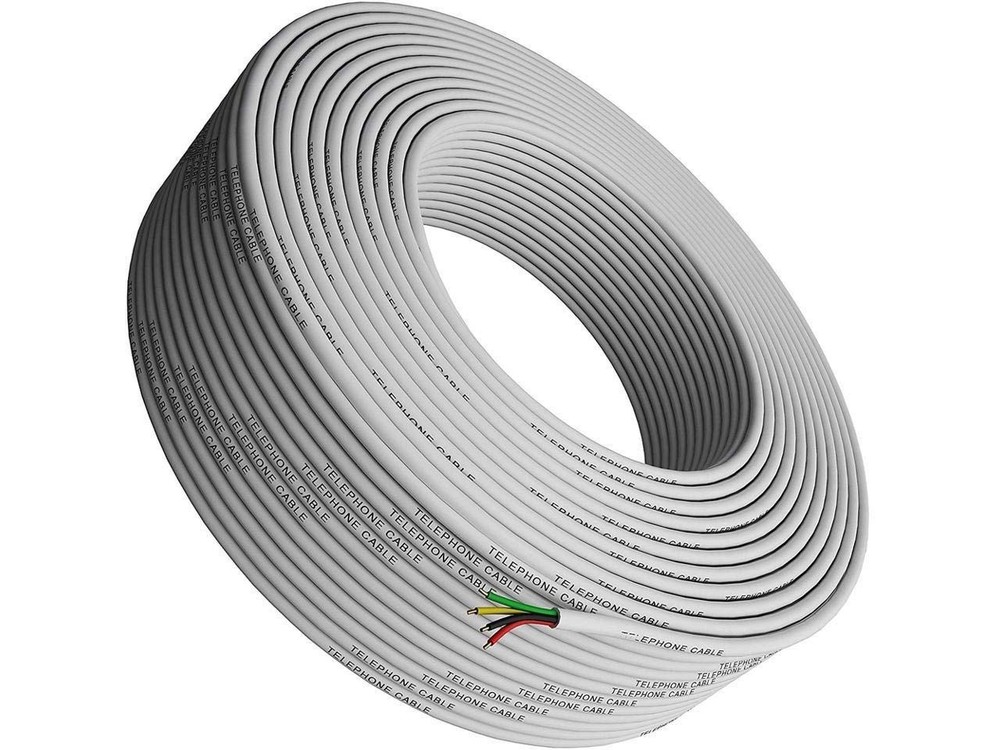 Phone Cable 300ft Rounded White Roll 100m 26 AWG Gauge Solid Wire TP801