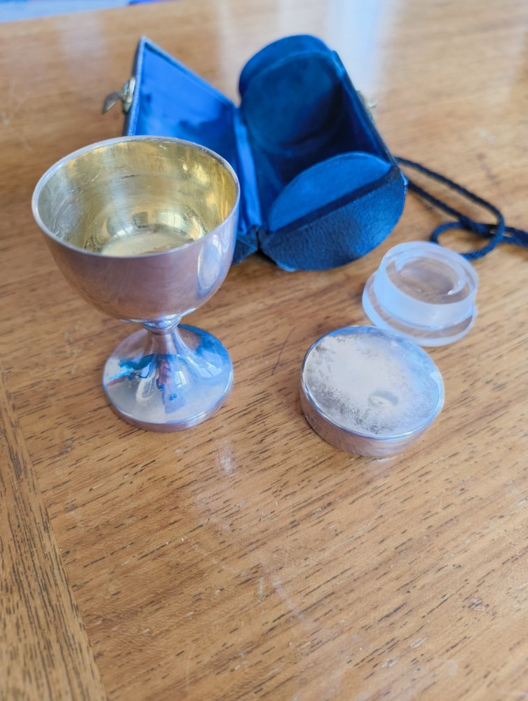 Solid Silver Travel Communion Set HALLMARKED. 80g In Weight