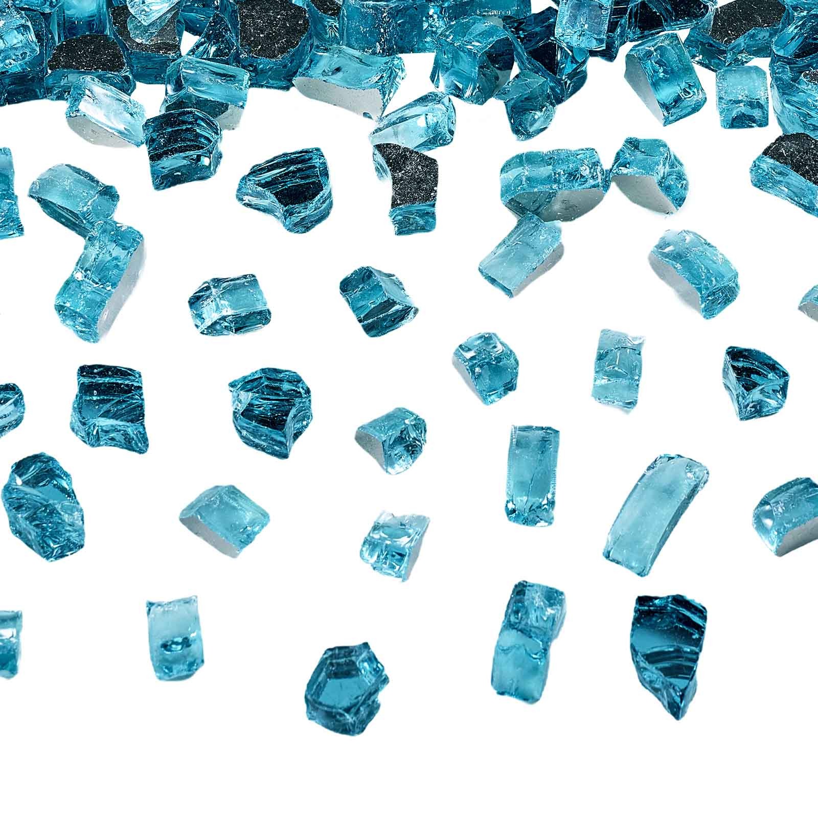 Uimoso 20 lbs Aqua Blue 1/2-Inch Glass Stones for Fire Pit or Fireplace