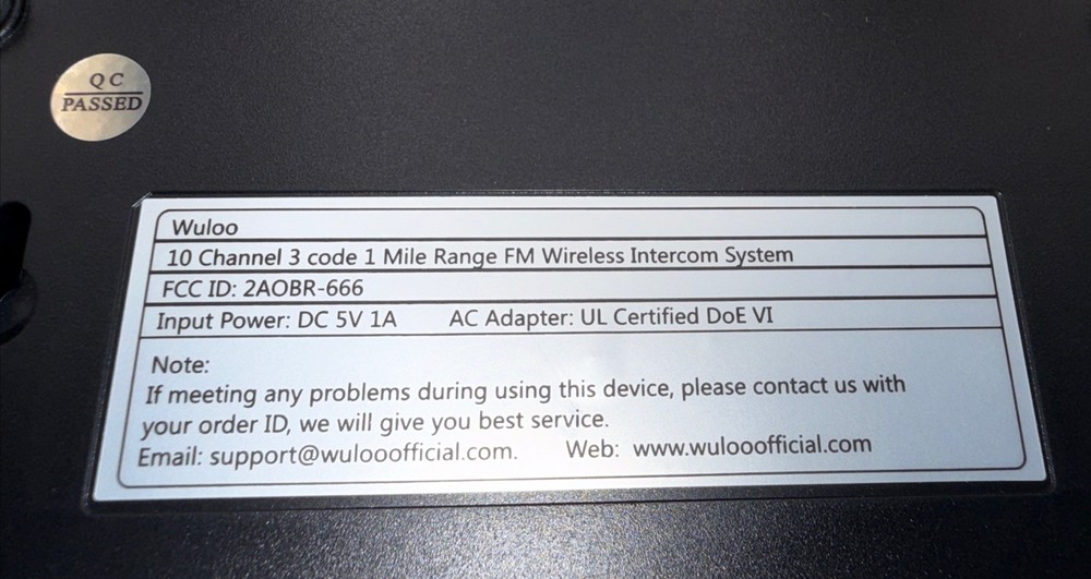 Wuloo FM Wireless Intercom System 2-Pack 1 Mile Range 10 Channels