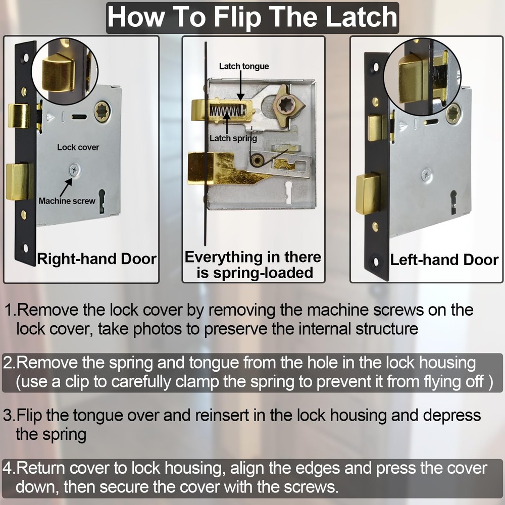 Antique Interior Door Knobs Mortise Lock Set with Skeleton Key Locks, Vintage...