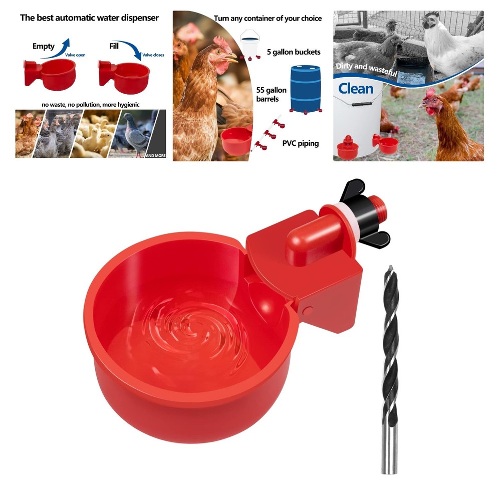 Reinforced Automatic Chicken Water Cups 4 Pack - Easy Clean Poultry System