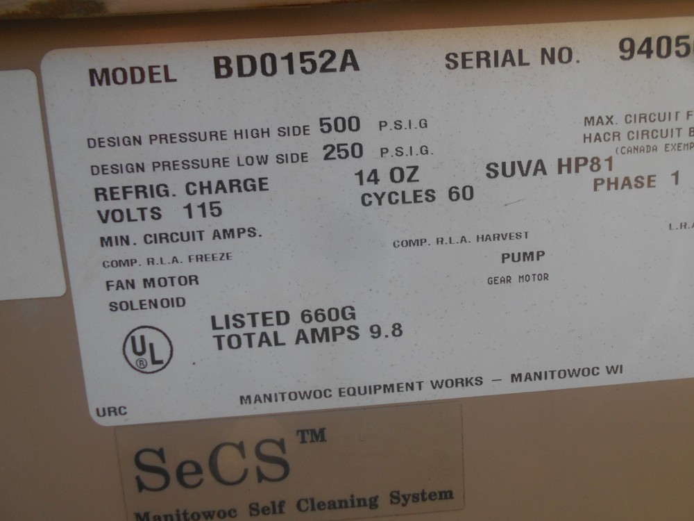 manitowoc ice machine model BD0152A SWITCH