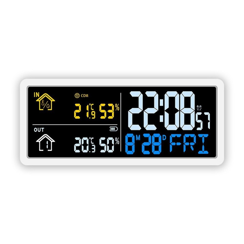 Multi Function Digital Wall Clock Indoor Outdoor Temperature Humidity Indicator