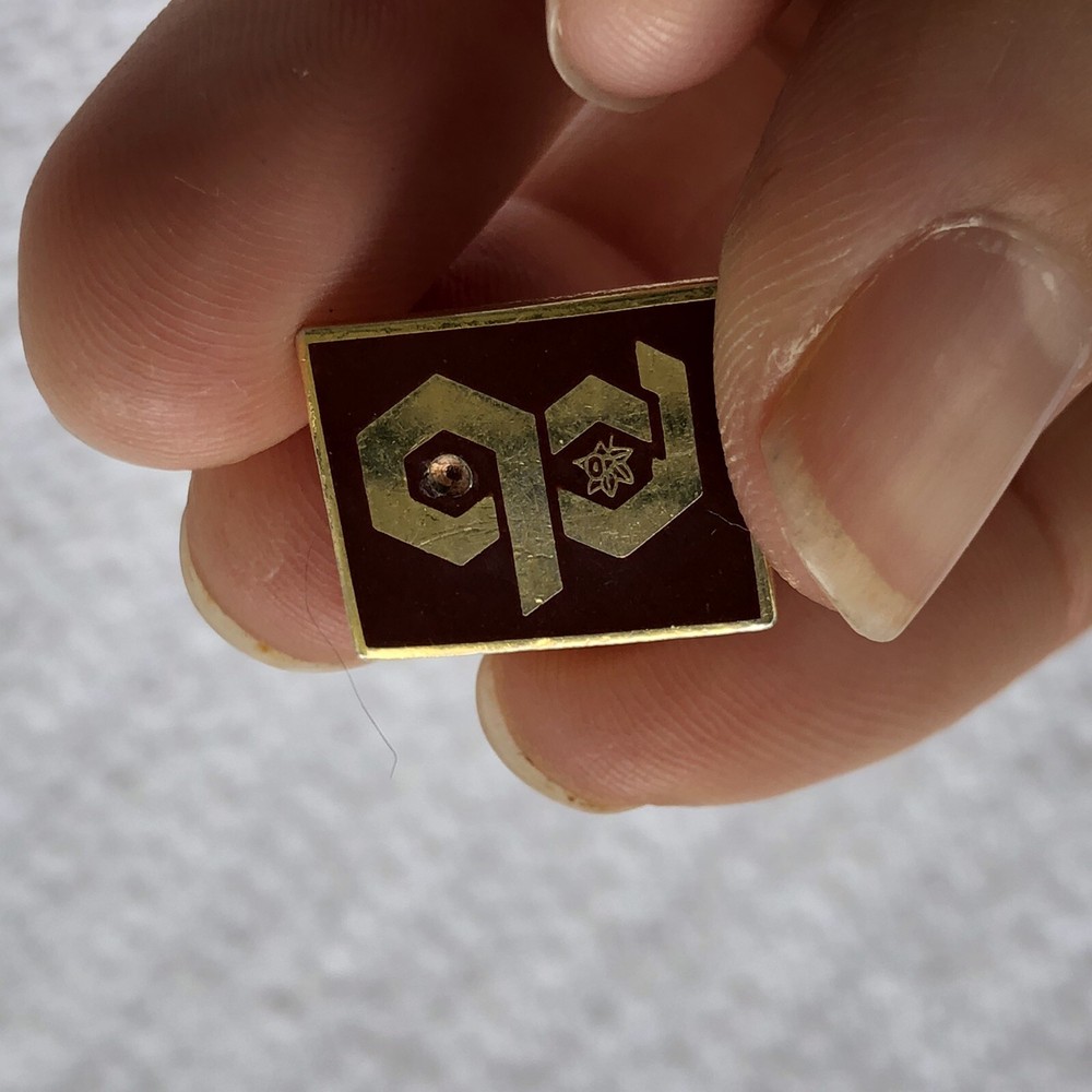 Rectangular Maroon Pb Hexagonal Logo Lapel Pin Tie Tack
