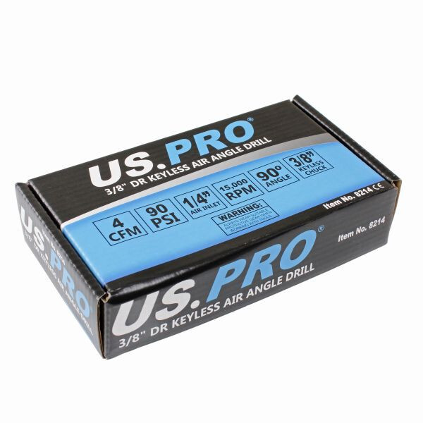 US PRO Air Angle Drill 3/8" Keyless Chuck Drilling Tool Right Angled 8214