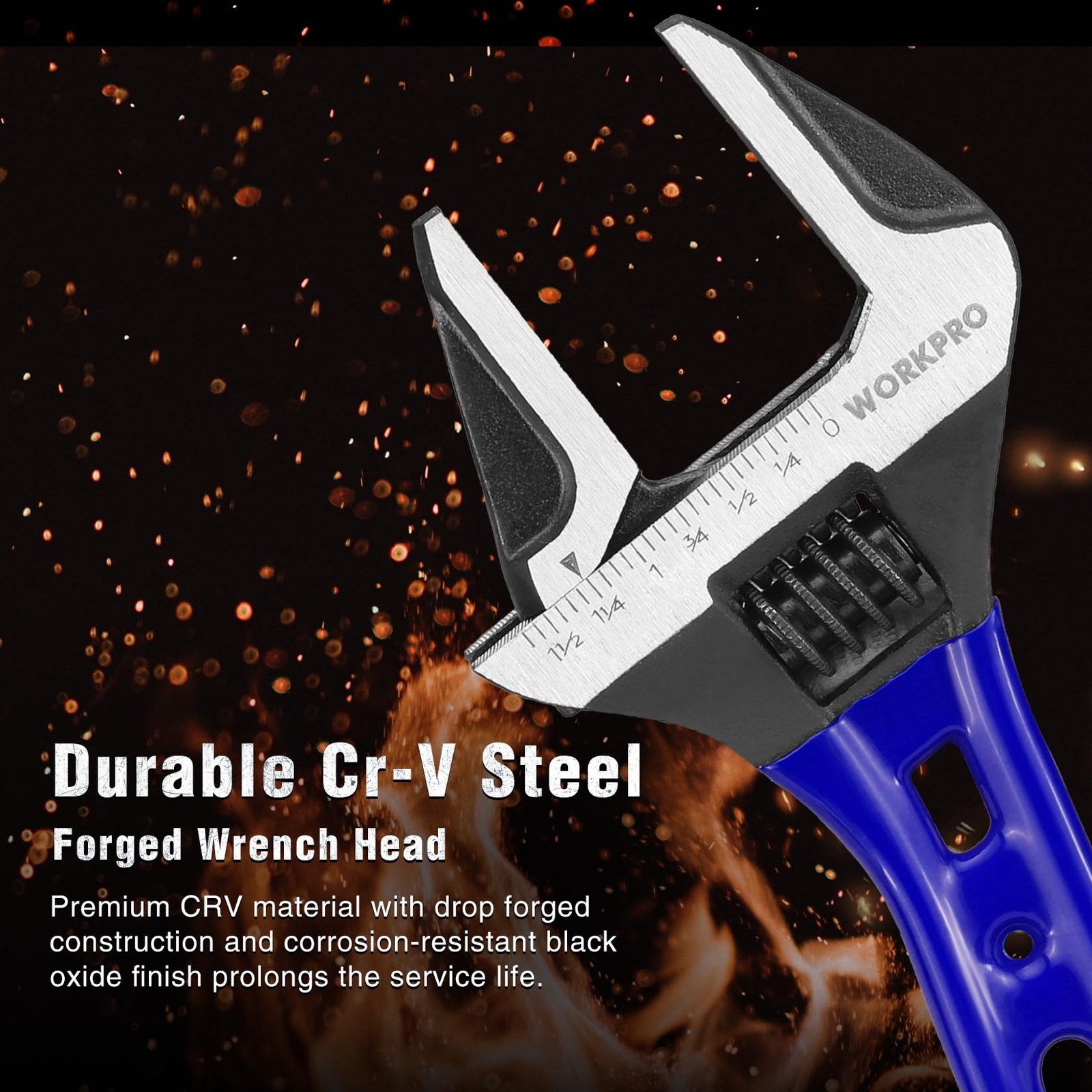 WORKPRO 4-inch Stubby Adjustable Wrench Metric/SAE Extra Wide Jaw Opening Wrench