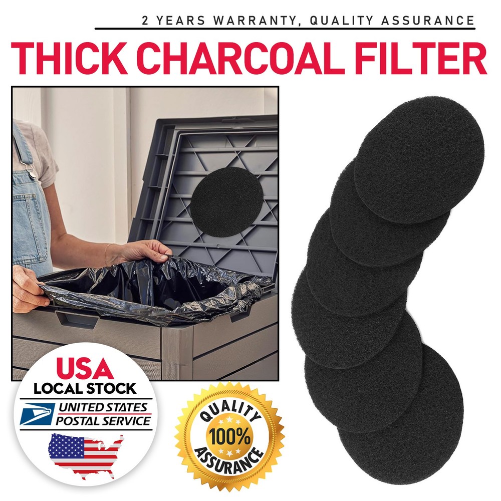 Round 6.7" Kitchen Compost Bin Charcoal Filter Replacement Pail Carbon Filter 6X