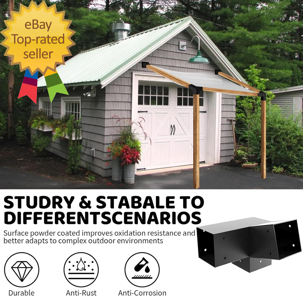 15° Angled Pegola Roof Bracket Kit3-Way Slanted Post Contector Bracket