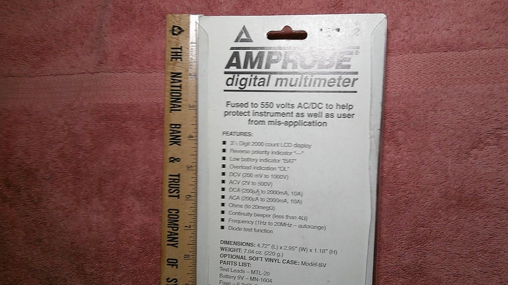 AMPROBE AM-22 Digital Multimeter AC/DC Voltage Amperage Continuity