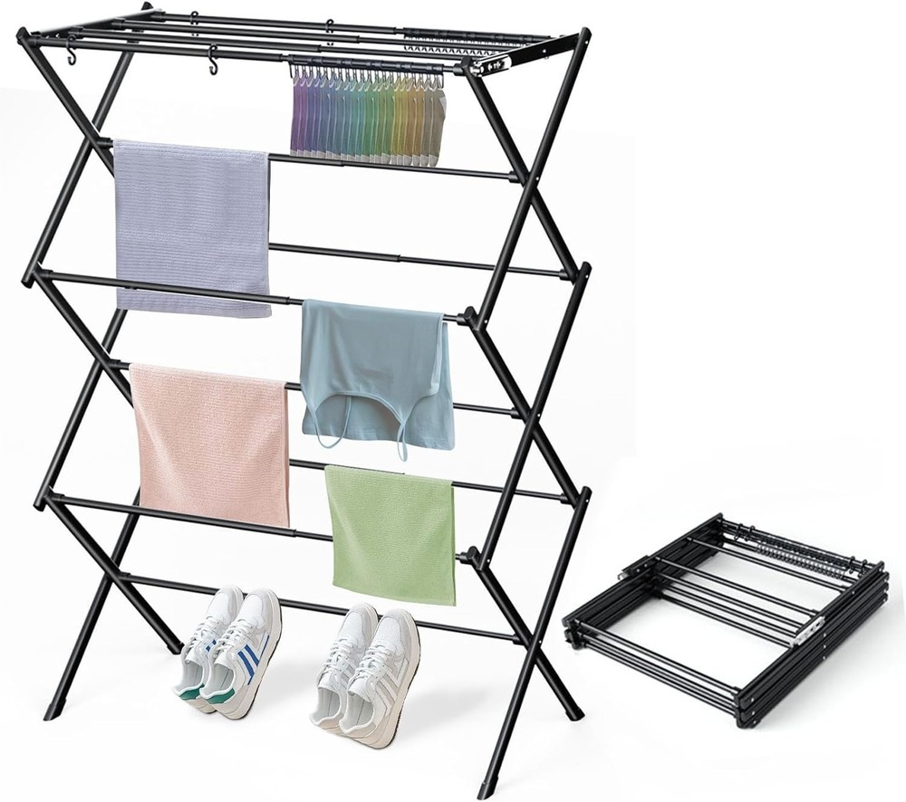 Clothes Drying Rack Indoor Outdoor Foldable Space Saving Laundry Drying