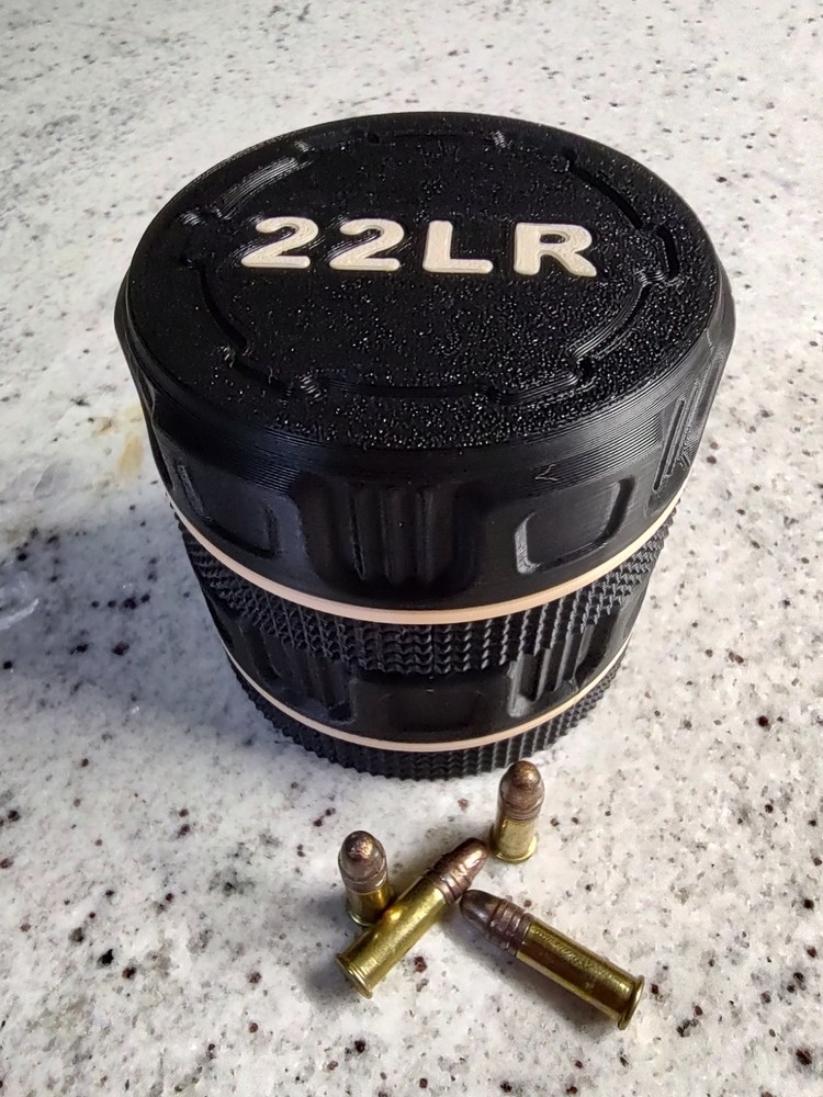 2-22 LR Mini Ammo Box Storage Case. 55 Rounds ea. Screw On Lid. Stackable.