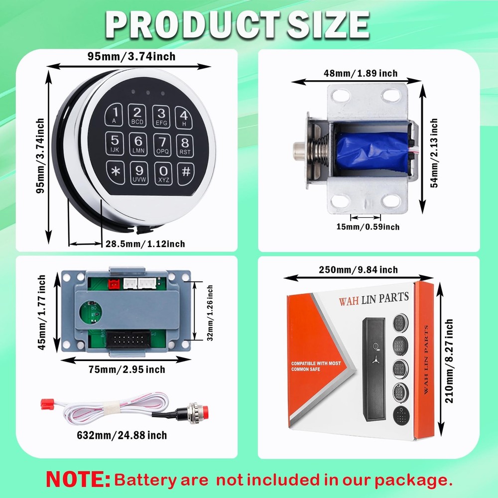 Gun Safe Lock Replacement with Solenoid Lock High Security Chrome Digital Key...